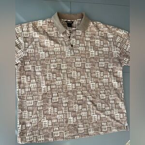 ❤️2/$30❤️[L]Woolrich Fishing Pattern Men's Brown Knit Polo Shirt